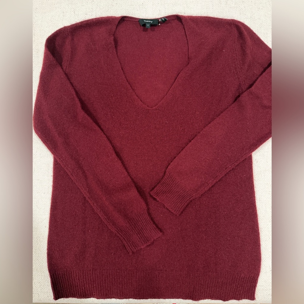 Theory Women's Deep Red Crew Neck Sweater